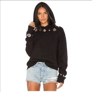 Monrow black grommet sweatshirt & sweatpants XS